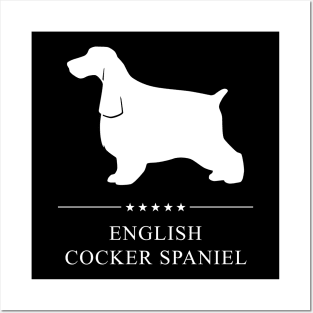 English Cocker Spaniel Dog White Silhouette Posters and Art